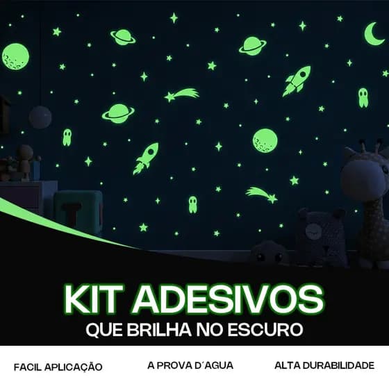 Kit Adesivos De Parede Luminosos De Esoaço Foguete Autoadesivos Que Brilham No Escuro