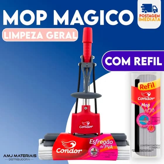MOP Mágico Limpeza Geral Plus Rodo PVA Lava e Seca Esponja Super Absorvente