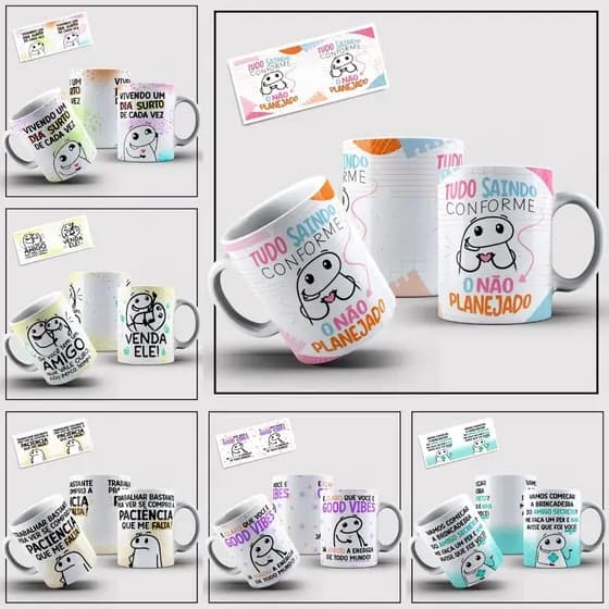 Caneca personalizada flork meme vários modelos 325ml volume 30