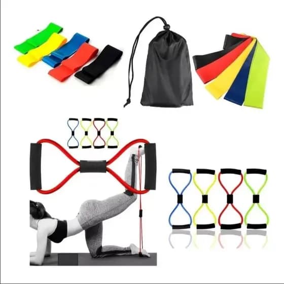 Kit 5 Elástico de Treino Mini Band + Elástico Tensão Extensor Exercício Treino Funcional Fisioterapia em Casa