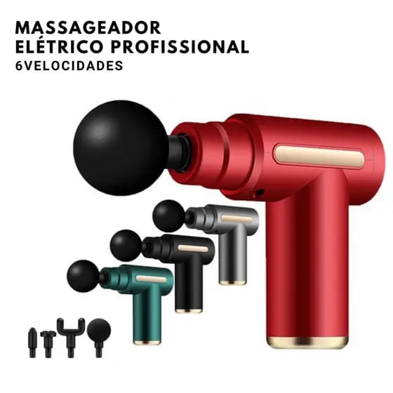 Massageador Elétrico de Alta Frequência – Pistola de Massagem Muscular Portátil e Profissional