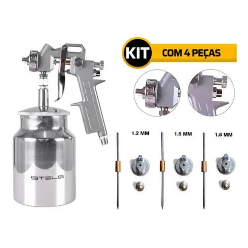 Pistola De Pintura Pulverizadora Profissional Automotiva 1L Alta Pressão Compressor Pequeno HVLP