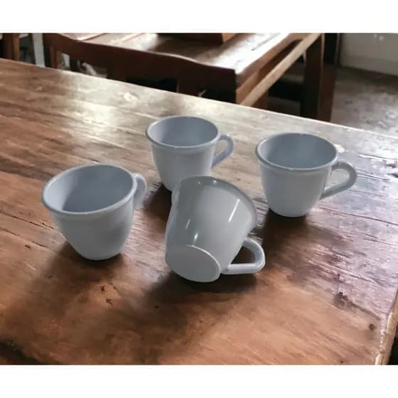 10 Xicara Acrílico Resistente Branca Cozinha 80 ML