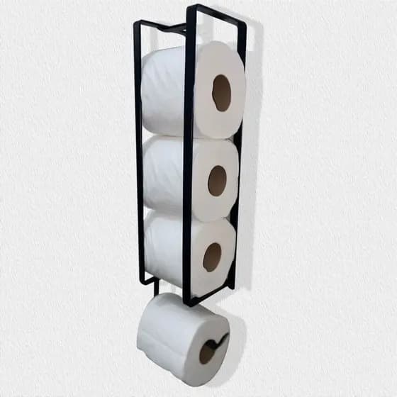 Suporte Porta Papel Higiênico Parede Preto Texturizado