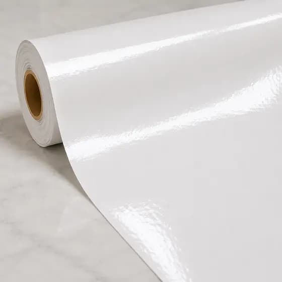 Papel De Parede Branco Adesivo Vinílico Brilhante Lavável Para Móveis E Geladeira