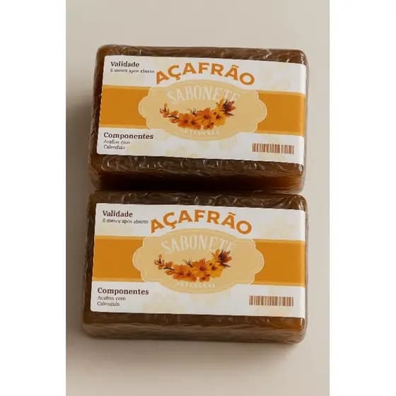 Kit com 2 Sabonetes de Açafrão – Clareador natural que ajuda a uniformizar o tom da pele e suavizar manchas indesejadas