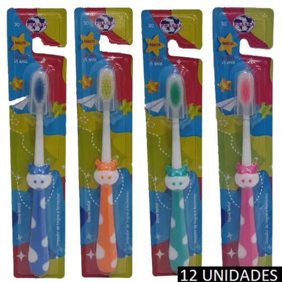 Kit Escova de Dente Macia Infantil Pacote 12 - 96 Unidades