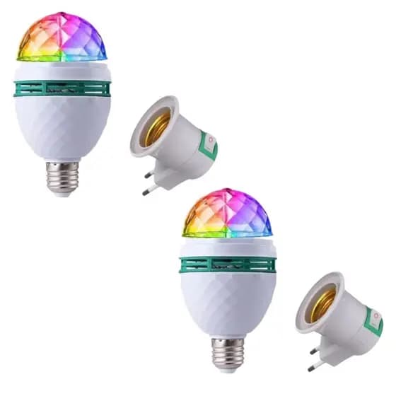 Combo 2 Lâmpada Led Globo Colorida Giratoria Festa 110v/220v