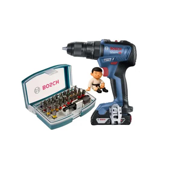 KIT BOSCH PARAFUSADEIRA GSB 18V + KIT 32 PONTAS MULTITOOLS