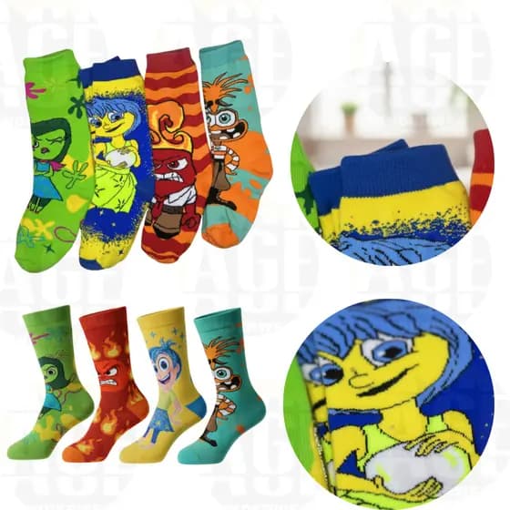 Kit 4 Meias Estampadas Cano alto Meninas e Meninos Divertidamente Meia de Algodão 23-33