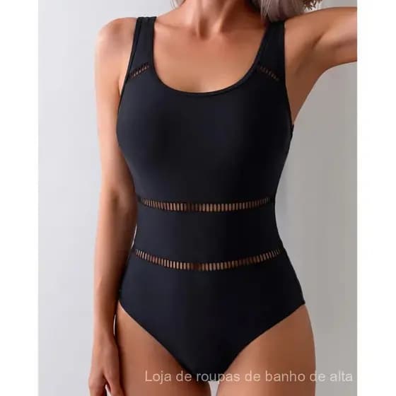 Maiôs Pretos Sensuais de Uma Peça para Mulheres, Roupa de Banho Fechada com Efeito Push Up, Bodysuit, Roupas de Praia, M