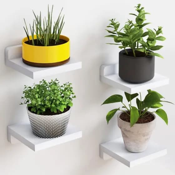 KIT 4 SUPORTE DECORATIVO DE VASO DE PLANTA CONDIMENTO EM MDF 15CM PRATELEIRA ARMARIO ORGANIZADOR QUARTO SALA FOTOS