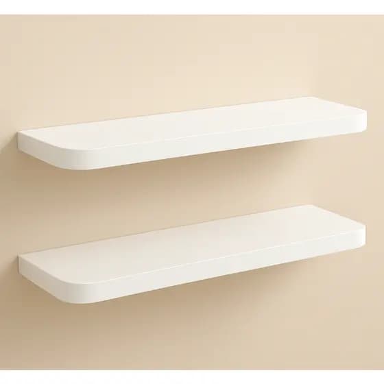 KIT 2 PRATELEIRA DECORATIVA 45x20CM NICHO EM MDF BRANCO BORDA CURVA BRANCO