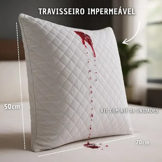 Protetor de Travesseiro Impermeável 50x70cm com Zíper Anti Líquidos Antialérgico Lavável Microfibra Capa Protetora