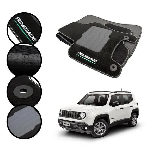 JOGO TAPETE CARPETE PREMIUM PERSONALIZADO PARA JEEP RENEGADE 2015 2016 2017 2018 2019 2020 2021 2022 2023 2024 2025