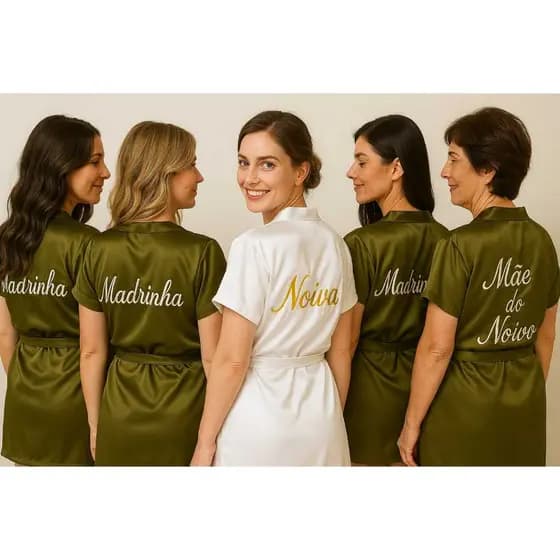 Robe bordado personalizado noiva, mãe da noiva, madrinha