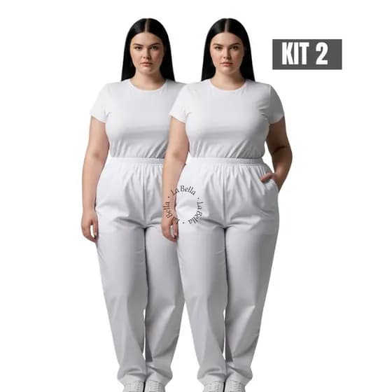 Kit 2 Calça Cirúrgica Hospitalar Enfermagem Com Bolso G2-ch