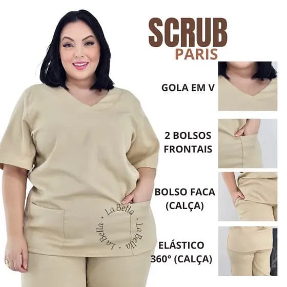 Pijama Unissex Cirúrgico Plus Size Feminino Hospitalar Gabardine PH