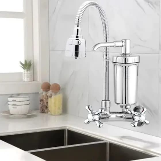 Torneira Gourmet Com Filtro Cozinha Luxo Parede 1/4 De Volta Com Dois modos de distribuição de água