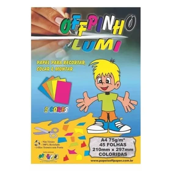Bloco Criativo A4 Lumi 45 Folhas 75gr 5 Cores Offpaper