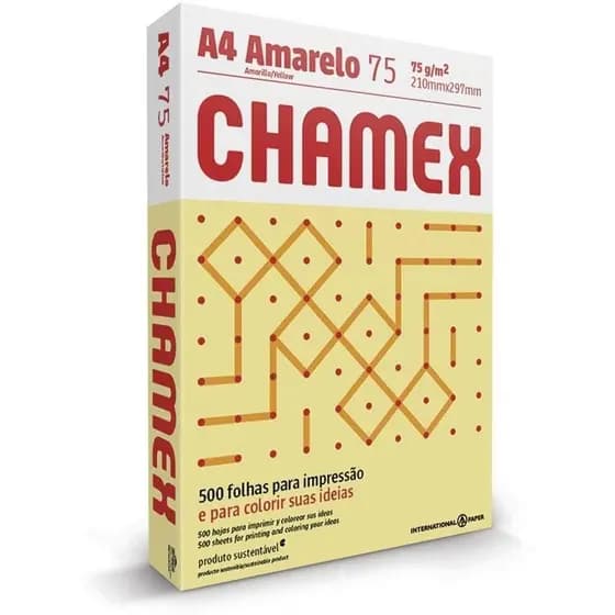 PAPEL SULFITE A4 COLORIDO CHAMEX 75G AMARELO