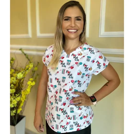 Blusa - Uniforme Estampado - Scrub Slim - Farmácia