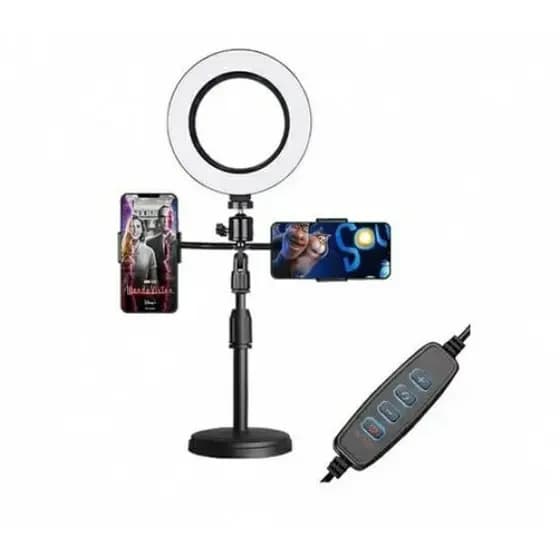 Ring Light Mesa 6 Polegadas com 2 Suportes Celular Ajustável WS868