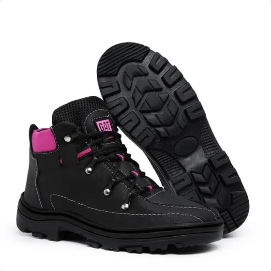 Bota Feminina Leve Confortável Marca Bullgat Detalhes Rosa Estilosa Modelo Adventure Girl Power