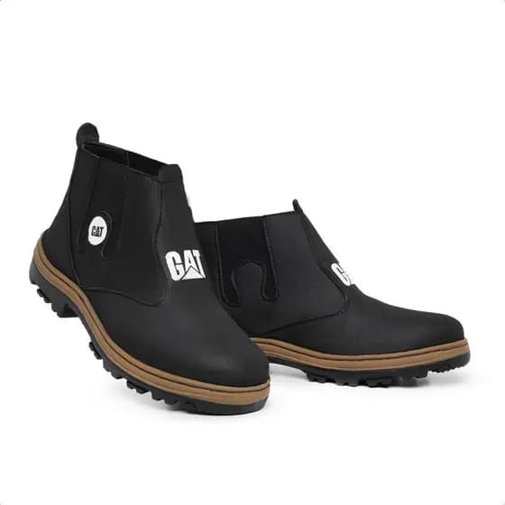 Bota Botina Masculina Confortável Couro Sintético Lona Casual Dia a Dia