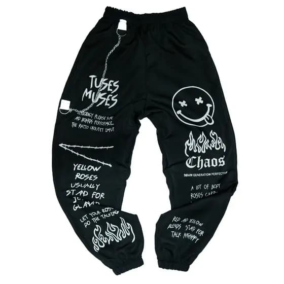 Calça Jogger Infantil Tactel Smile Street Emoji Corta Vento com Corrente Unissex Kids Juvenil