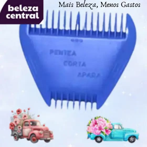 Pente para Baixar Cabelo Barba - 3 Lâminas - Penteia - Corta - Apara - Desfia - Alinha - NB