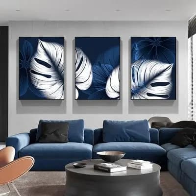 quadro para sala decorativo flor azul e branco