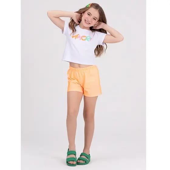 Conjunto Infantil Cropped Amor Laranja