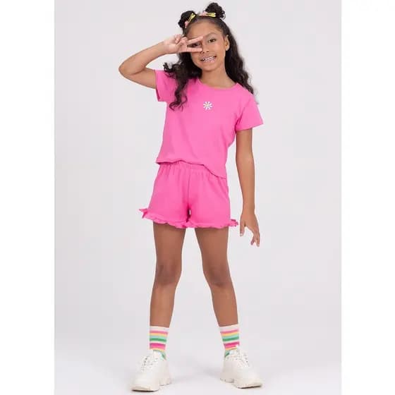Conjunto Infantil Cropped Girassol Pink