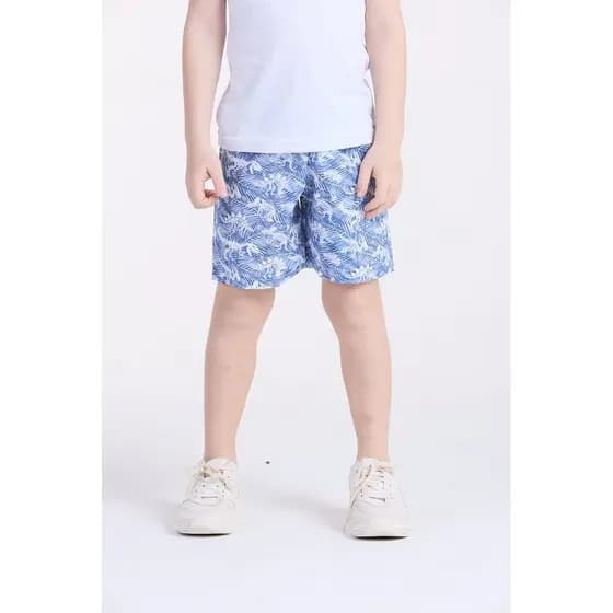 Bermuda Infantil Tactel Dinos Azul