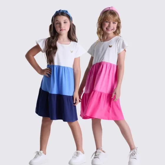 Vestido Infantil Menina Verão com Camadas