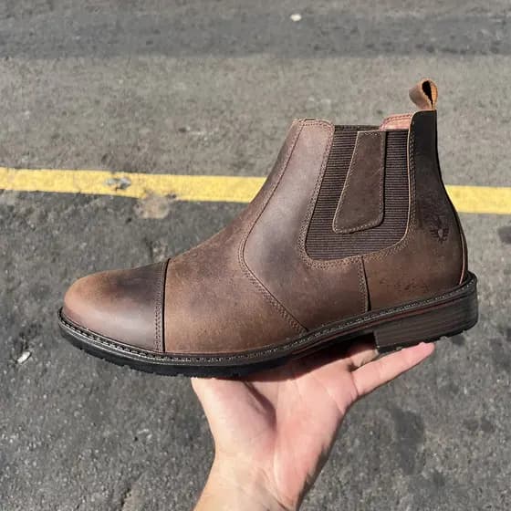 Botina Masculina de Couro Legítimo Chelsea Rústica Bota Macia
