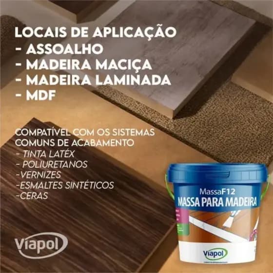 MASSA PARA MADEIRA F12 400G CORES VARIADAS VIAPOL