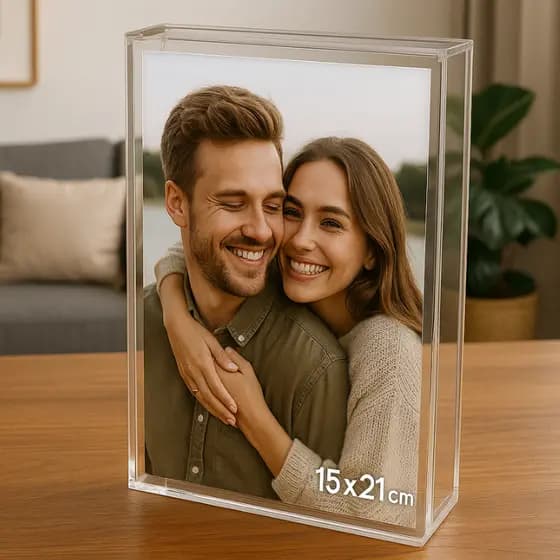 Porta Retrato Quadro Acrílico Transparente para Decoração Sala Mesa Aparador Estante