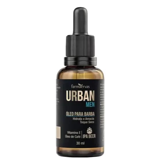 Óleo Para Barba Ipa Beer Urban Men FarmaErvas Toque Seco 30ml Vitamina E