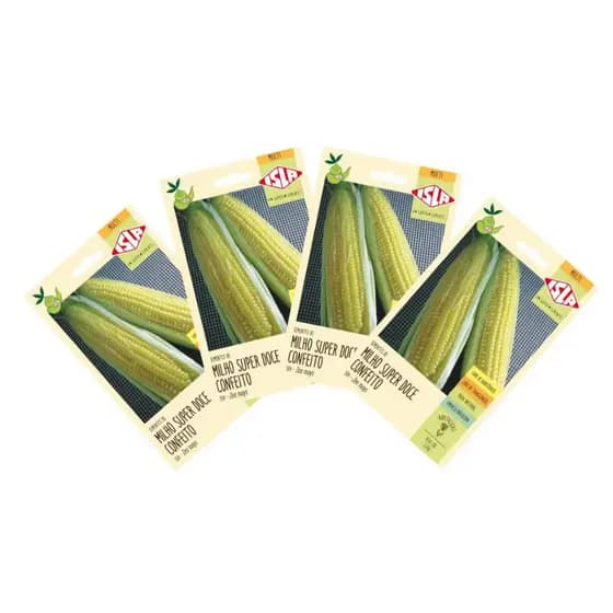 Kit 4 Sementes De Milho Super Doce Confeito Isla 5,2g Cada 100 Sementes Por Kit