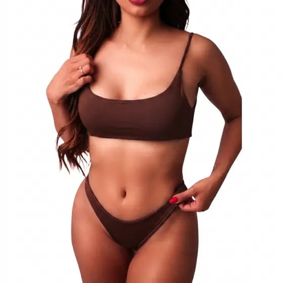 Biquíni Forrado Suplex Modelo Cropped Top Faixa E Asa Delta Moda Gringa Feminino