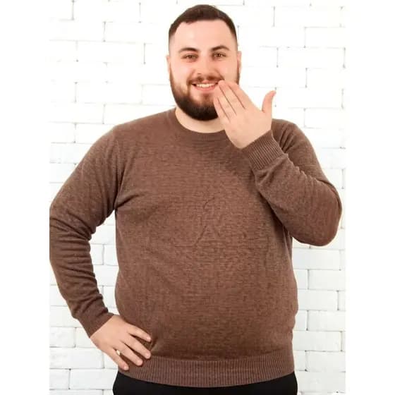 Suéter Blusa PLUS SiZE Frio masculino de gola redonda de cor sólida