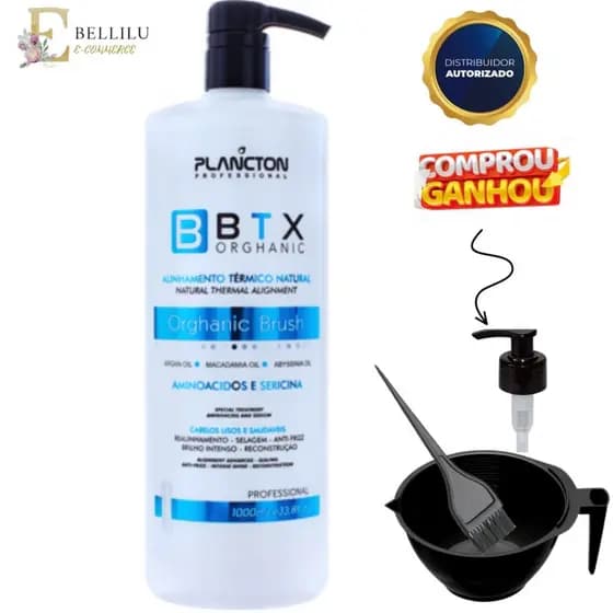 Progressiva Alisante Orghanic Brush Plancton 1 Litro Alinhamento Capilar e Selagem Profissional
