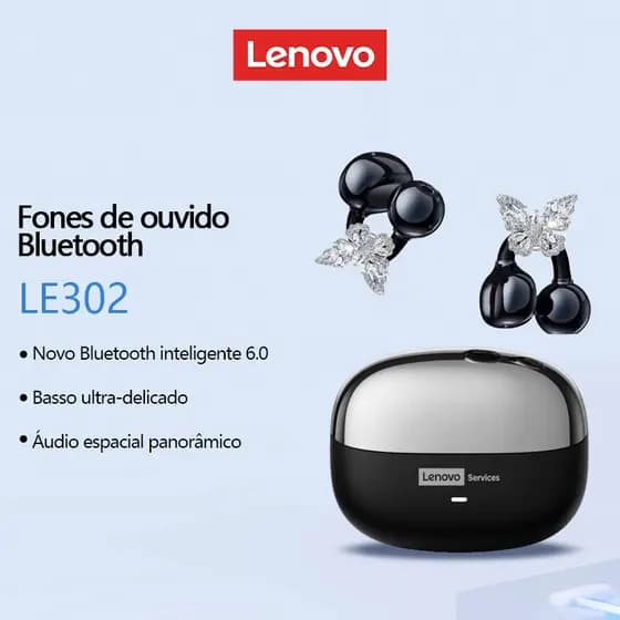 Lenovo LE302 Fones De Ouvido Bluetooth 6.0 lPX5 A Prova D'¡gua Com Baixa Laténcia HlFl Qualidade De Som Para Jogos