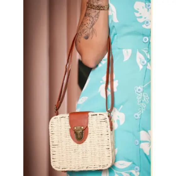 Bolsa Palha Com Alça De Mão E Transversal Ajustavel Bolsa De Grande Volume Alta Qualidade E Estilosa