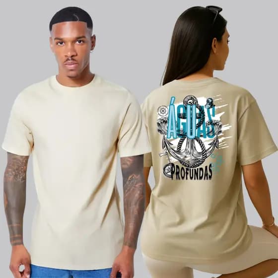 Camiseta Masculina Moda Evangélica Católica Aguas Profundas Biblia EZEQUIEL 47 Camisa Estampada