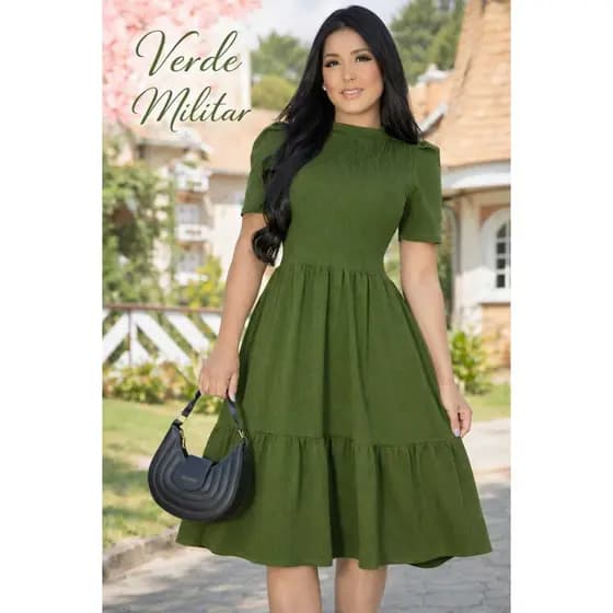 Vestido Feminino Elegante Midi Evangelico Versatil Tecido malha