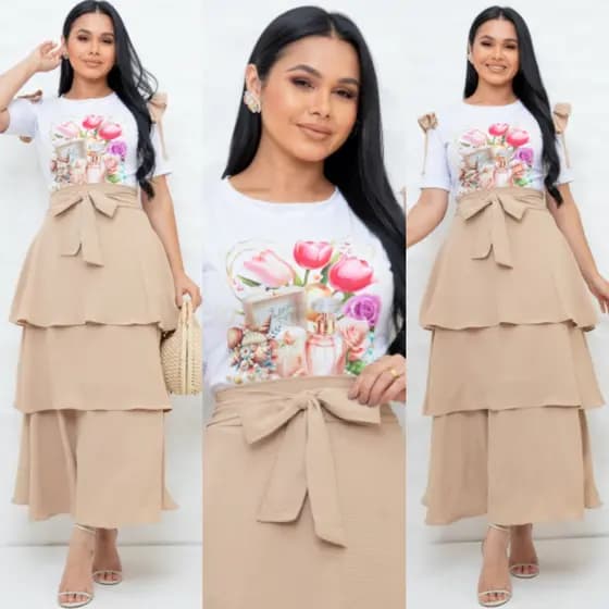 conjunto feminina moda evangelica conjunto saia e blusa conjunto evaliz
