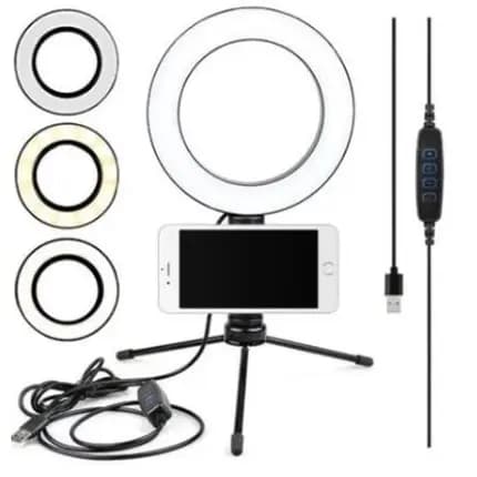 Ring Light de Mesa Blogueira Portátil Luminária De Led 6 Polegadas + Tripé De 16 Cm Right